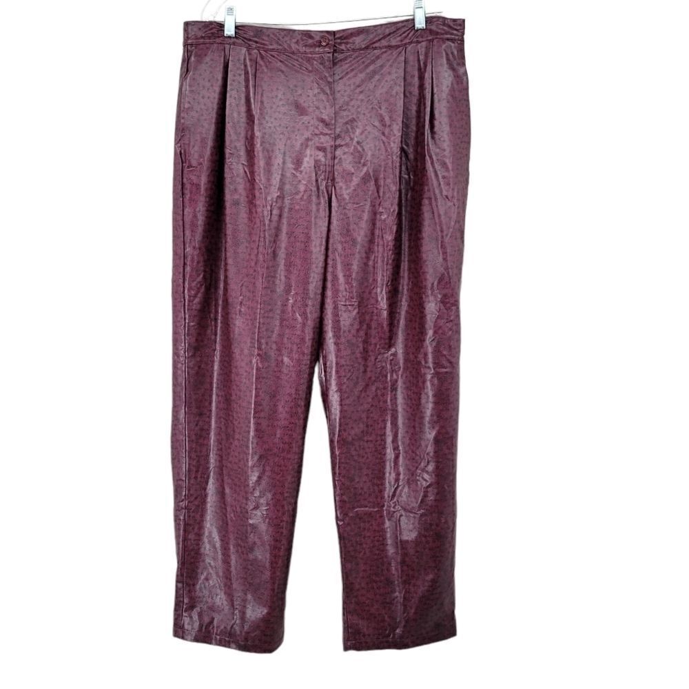 STELLA Louise Vintage Burgundy Faux Leather Pleather Ostrich Skin  Pants